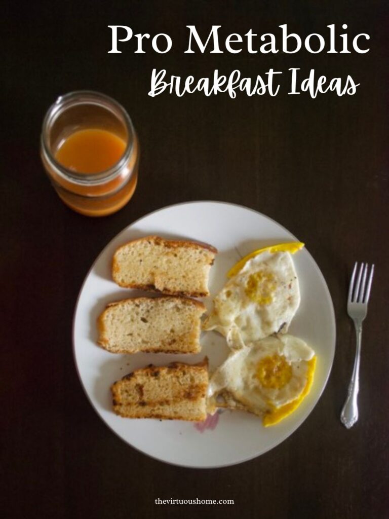 Pro metabolic breakfast of juice with eggs and toast